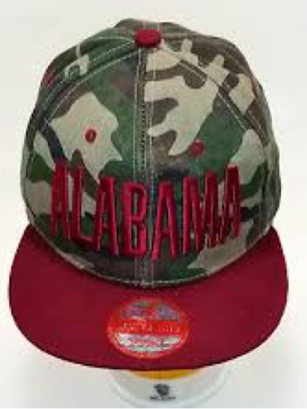Alabama Camo Snapback Hat with Red Brim
